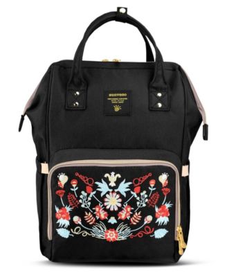 Sunveno Embroidered Backpack Diaper Bag Large Travel Backpack - Black 39$