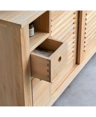 Solid Natural Teak Wood Vanity Cabinet Wash-stand Bathroom Wash Unit Design