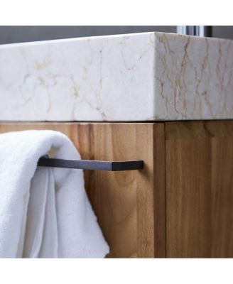 Stelle Teak and Marble Wall-Mounted Vanity Cabinet