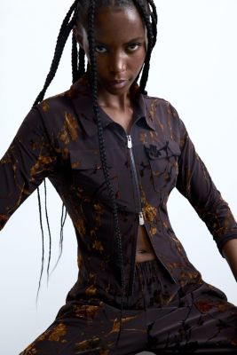 Women's Flocked Zipper T-shirt