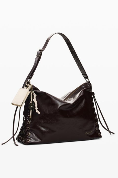 Женская сумка Desigual Large Shiny Woven, цвет: Тёмный коричневый