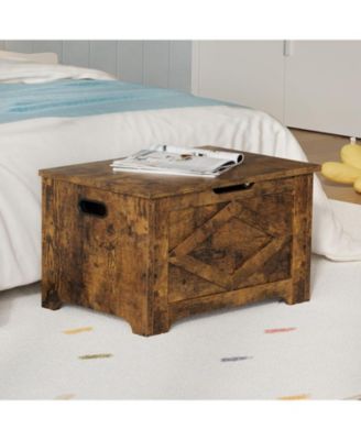 23.6" Storage Chest, Wooden Storage Bench with Safety Hinge, Easy Assembly, Large Toy Chest for Entryway