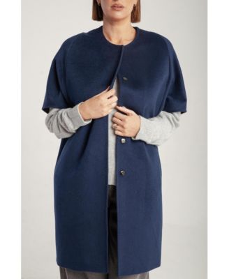 Women's Cashmere Short Sleeve Crew Neck Coat