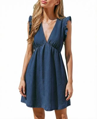 Women's V-Neck Ruffle Mini Dress