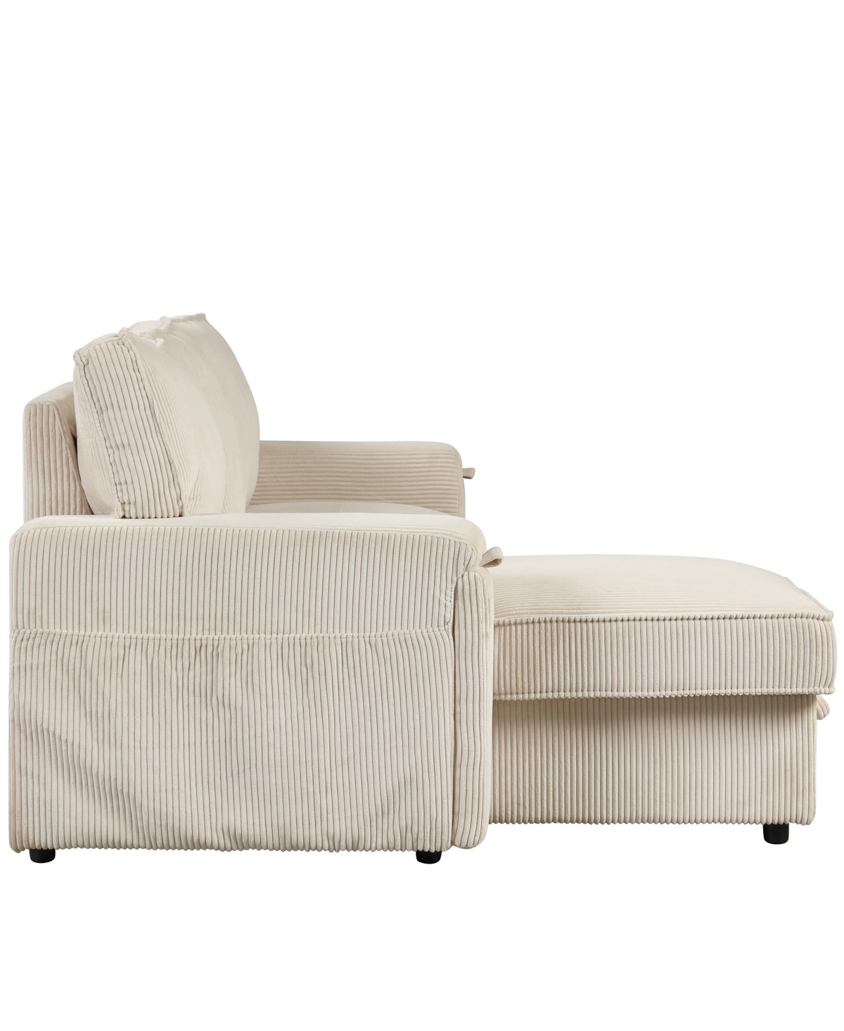 Simplie Fun Upholstery Sleeper Sectional Sofa With Storage Bags And 2 Cup Holders On Arms