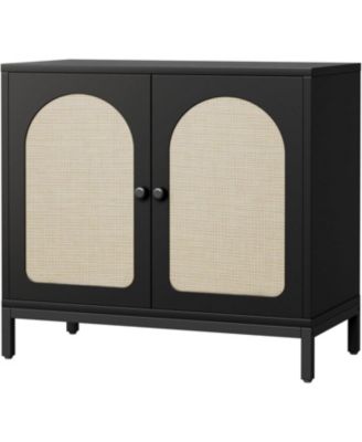 Rattan Sideboard Buffet Cabinet, Kitchen Storage Cabinet with Adjustable Shelf for Living Room, Hallway