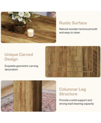 Square Bar Table, 31" Wooden Home Bar Unite with Geometric Texture, Farmhouse Counter Height Pub Table with Stable Base