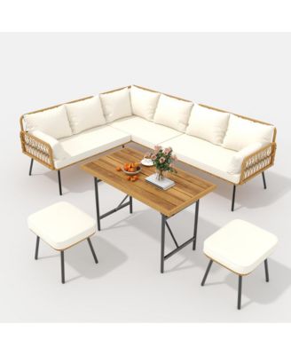 6 Pieces Outdoor Wicker Patio Conversation Bistro Set