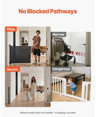 Extra Tall Retractable Baby Gate, 38.5 in Tall, Extends to 72.8 in Wide, Mesh Safety Gate w/ Security Lock, Indoor/Outdoor