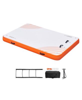 8' x 5' Inflatable Floating Dock Platform with Non-Slip Surface and Detachable Ladder