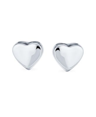 Simple Heart Shaped Stud Earrings Sterling Silver