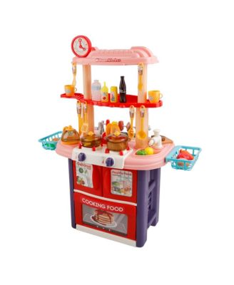 Kids Kitchen Playset with Light, Sound & Spray Functions for Realistic Pretend Play
