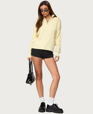 Women's Sarie Cable Knit Quarter Zip Sweater