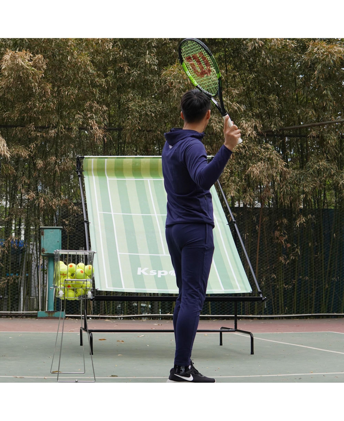 Ksports Racquet Sports Tennis Rebounder for Indoor & Outdoor w/Carry Bag, Green