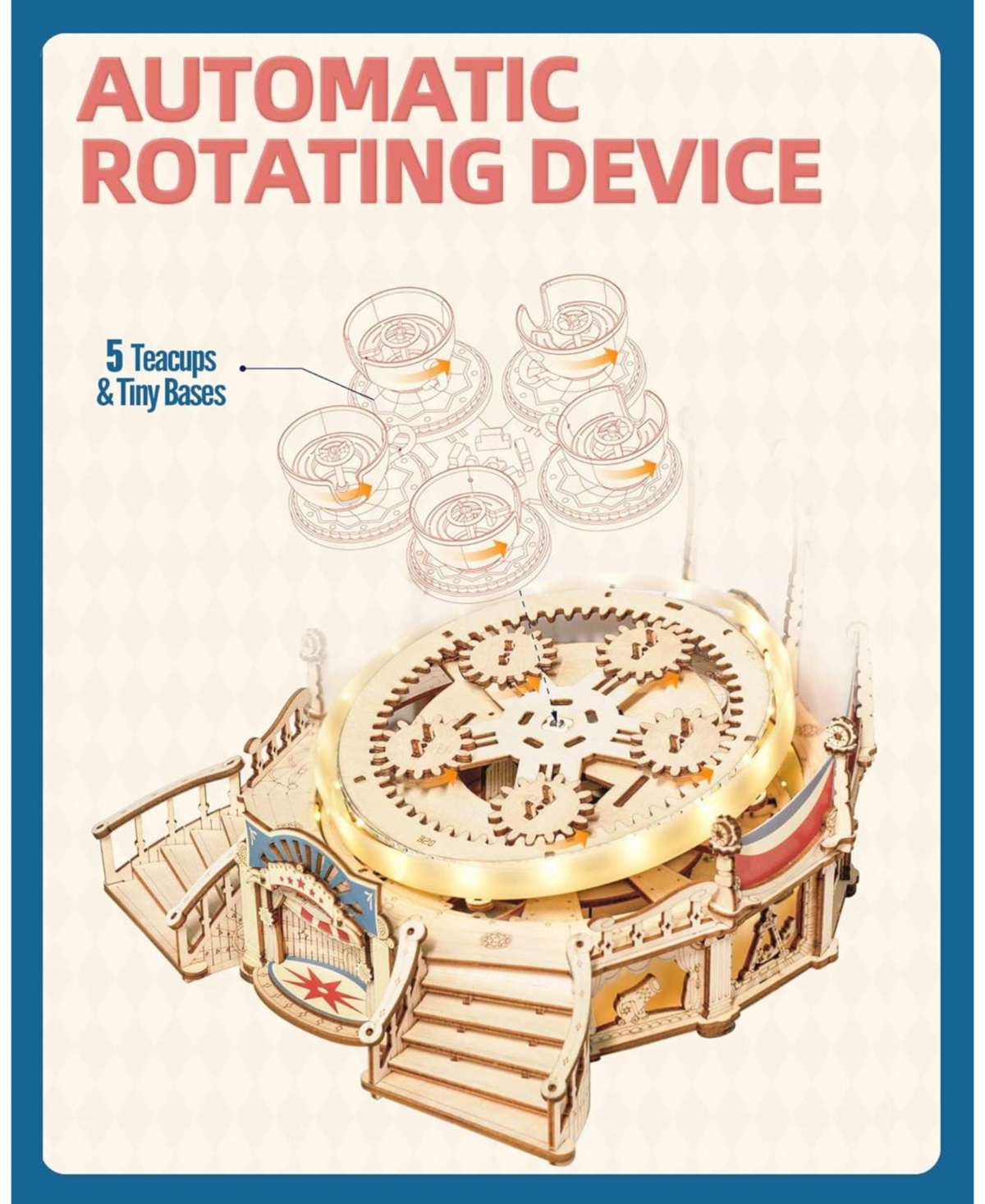 Robotime 3D Wooden Puzzles for Adults-led Wooden Music Box Kits-Wood Model Kits to Build-3D Puzzles for Teens and Adults-Christmas Stem Toy Gifts