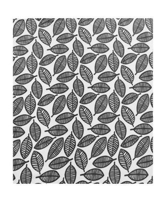 72-Inch Black White Leaf Pattern Polyester Shower Curtain