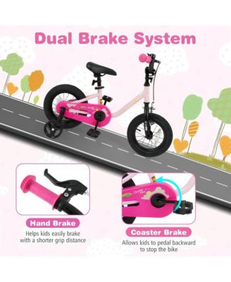 Kids Adjustable Training Bicycle with Dual Brake System Rubber Tires and Safety Features