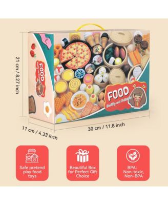 56-Piece Kids Pretend Diner Playset, Toy Food Set with Hamburger, Fries, Sandwich & Waffle