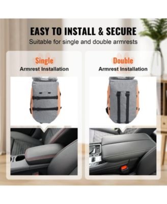 Center Console Dog Car Seat for Small Dogs, Booster for Armrest w/ Clip-On Leash, Adjustable Straps