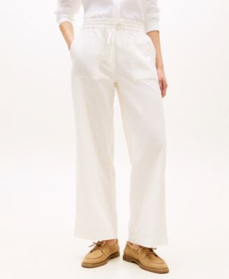 Women's Linen Wide-Leg Pull-On Pants