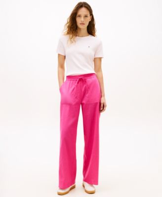 Women's Linen Wide-Leg Pull-On Pants