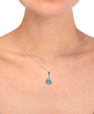 Aquamarine (1-3/8 ct. t.w.) & Diamond (1/10 ct. t.w.) Pendant Necklace in 14k White Gold