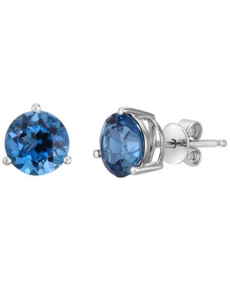 London Blue Topaz (3 ct. t.w.) Stud Earrings in 14k White Gold