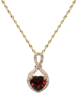 Garnet (1-1/2 ct. t.w.) & Diamond (1/5 ct. t.w.) Pendant Necklace in 14k Yellow Gold