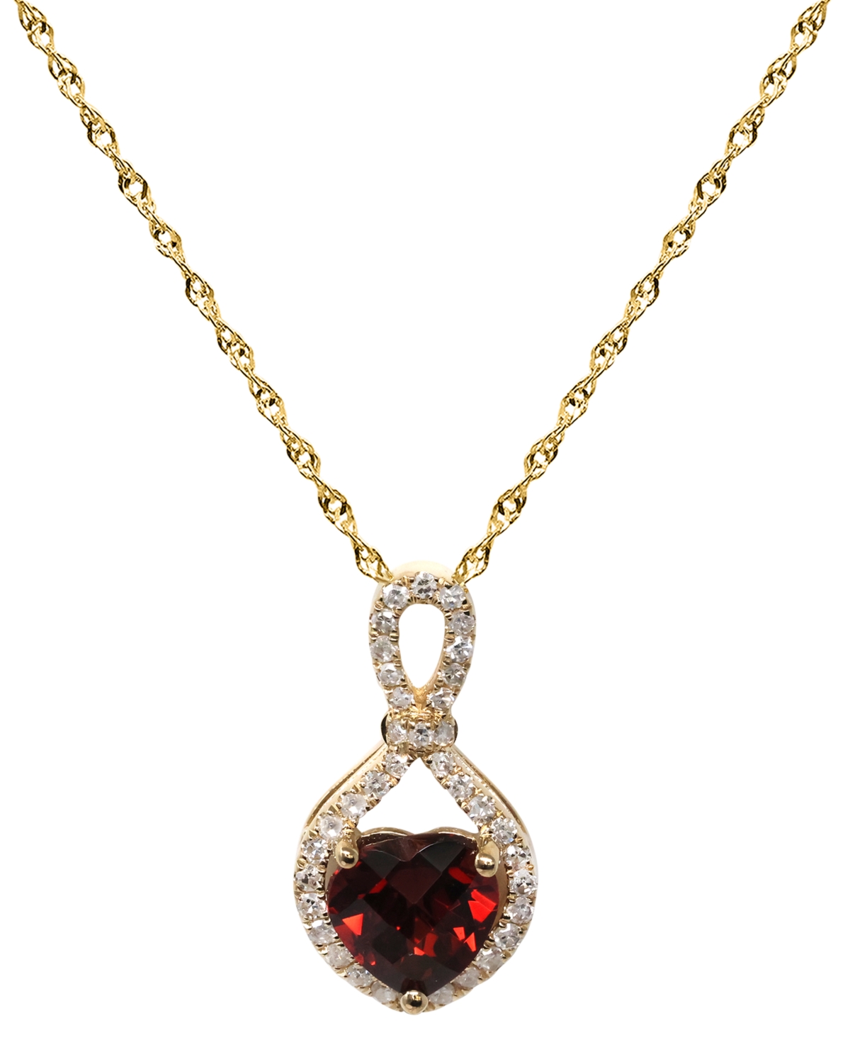 Macy's Garnet (1-1/2 ct. t.w.) & Diamond (1/5 ct. t.w.) Pendant Necklace in 14k Yellow Gold