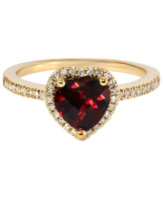 Garnet (1-1/2 ct. t.w.) & Diamond (1/6 ct. t.w.) Ring in 14k Yellow Gold