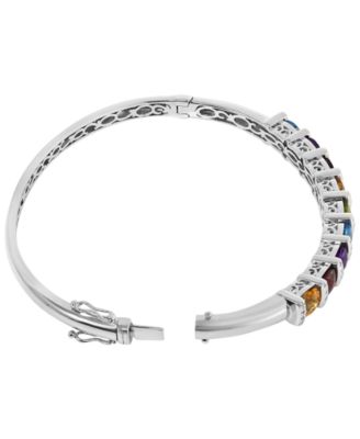 Multi-Stone (4-1/2 ct. t.w.) & Diamond (1/10 ct. t.w.) Bangle Bracelet in Sterling Silver