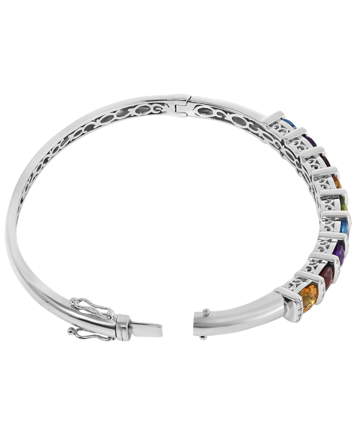 Macy's Multi-Stone (4-1/2 ct. t.w.) & Diamond (1/10 ct. t.w.) Bangle Bracelet in Sterling Silver