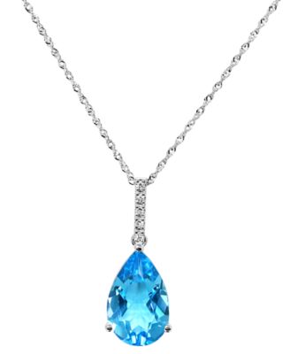 Blue Topaz (5 ct. t.w.) & Diamond Accent Pendant Necklace in 14k White Gold