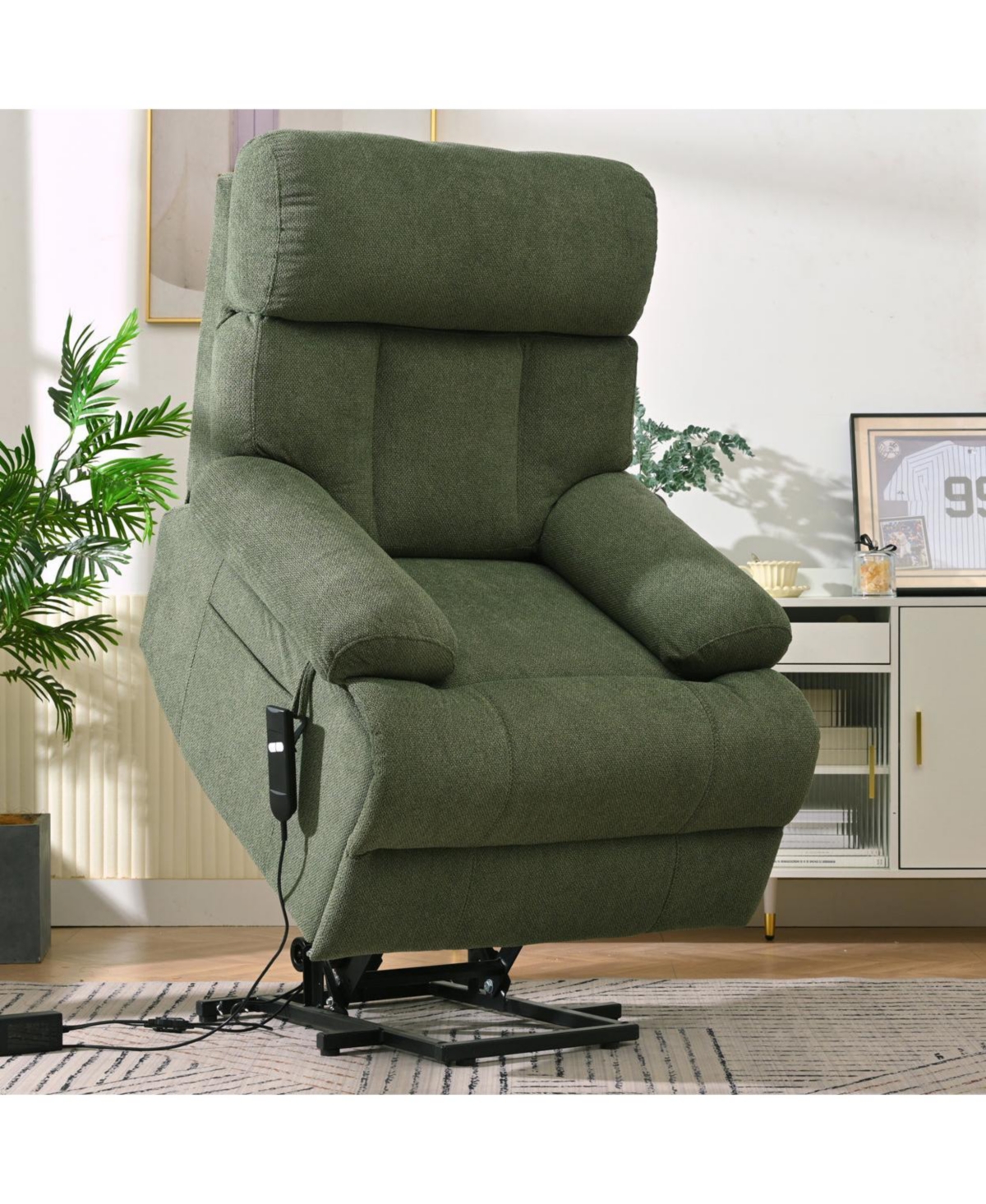 Clihome Electric Power Lift Recliner Chair for Elderly, Extra Wide Lift Chair with Remote, Soft Flannel Fabric Recliner for Living Room