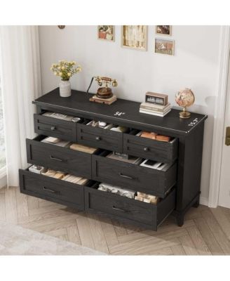 7-Drawer Modern Dresser Bedroom Storage Cabinet, Wide Freestanding Wooden Closet Chest for Living Room, Entryway, Bedroom