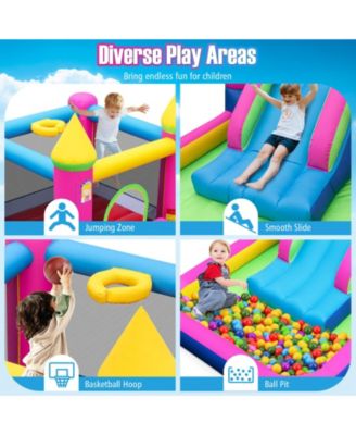 Inflatable Princess Castle Bounce House with Slide, Ball Pit & Hoop"