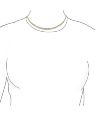 Graduated CZ Round Statement Tennis Necklace Collar Yellow Gold Plated