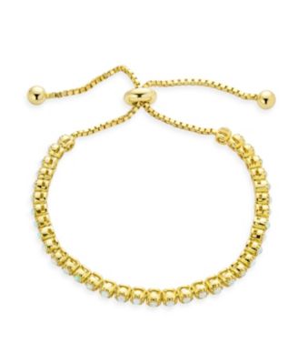 Milgrain Bezel Created Opal Tennis Bolo Bracelet 14K Gold Plated Sterling Silver