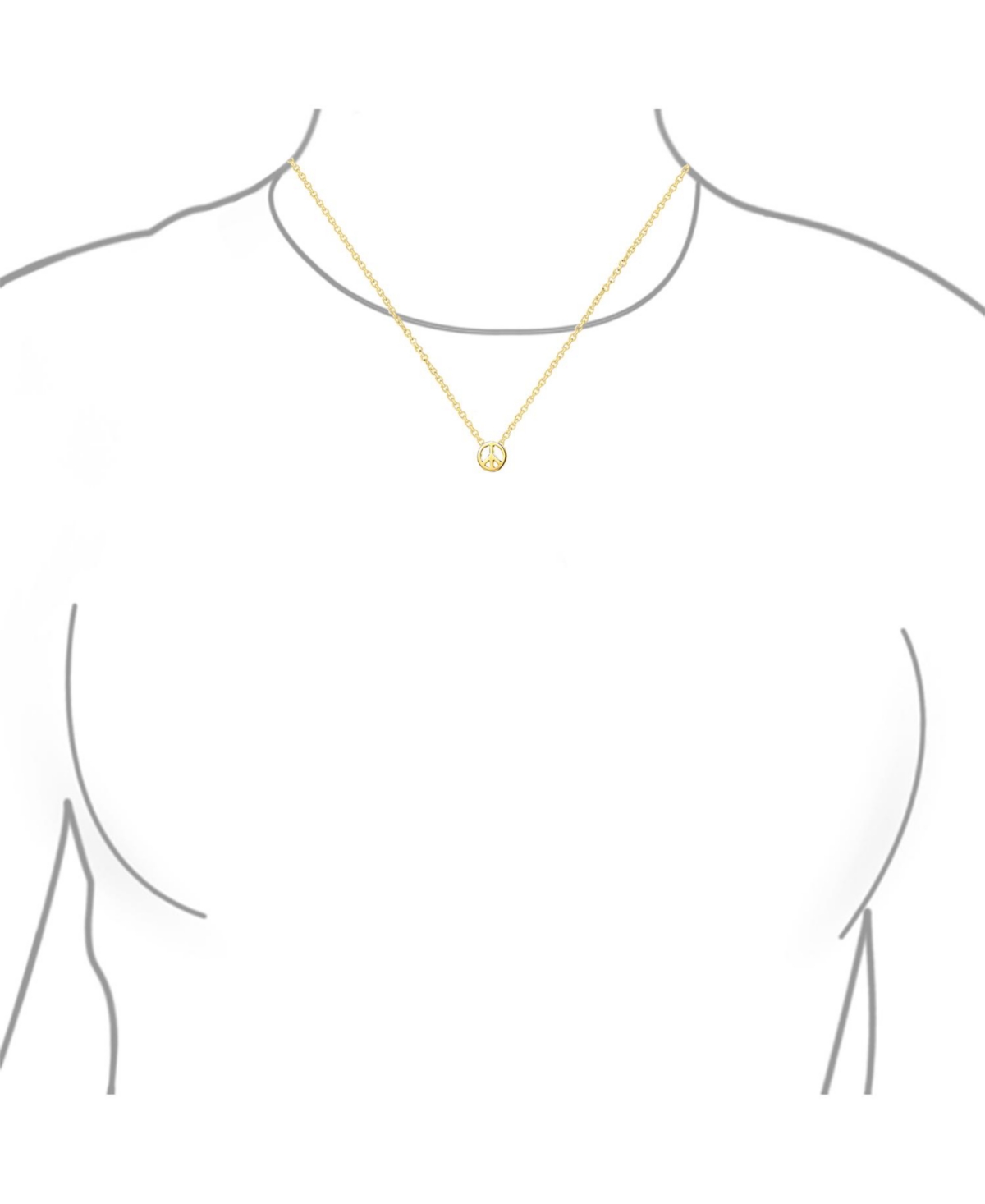 Bling Jewelry Tiny Peace Sign Pendant Stud Earrings Jewelry Set Gold Plated Sterling Silver