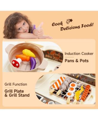 36-Piece Grill & Cook Playset for Kids with Realistic Mist Spray & Sizzle Sound for Pretend BBQ