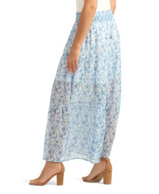 Juniors' Yoryu Printed Tiered Maxi Skirt