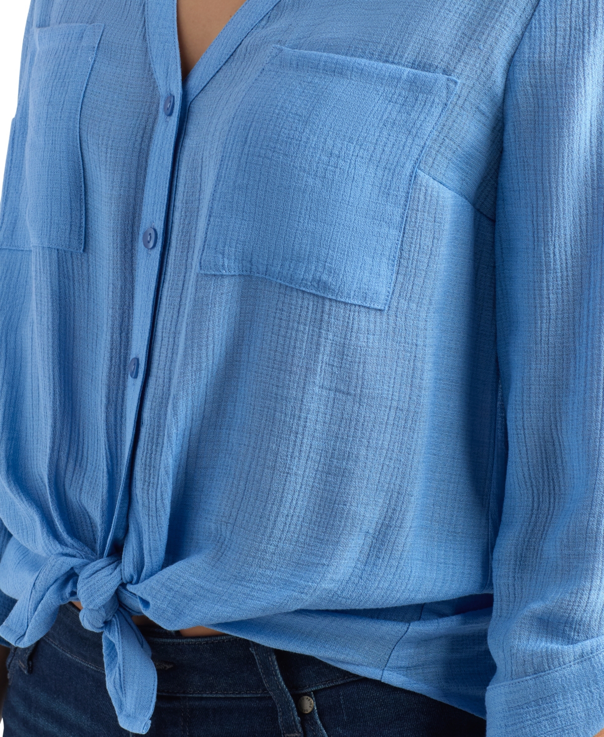 Bcx Juniors' Textured Collared Button-Up Shirt