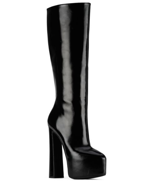 Женские ботинки Jeffrey Campbell Unleashed Hi Platform Knee-High Full-Zip Dress Boots, цвет: Чёрный