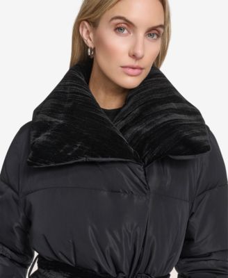 Women's Emerson Mixed Media Belted Wrap Coat