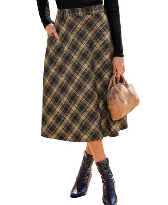 Women's Plaid Asymmetrical Hem Midi Skirt