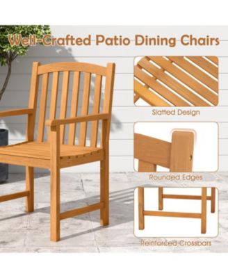 Outdoor Patio Chairs Set of 2 with Slatted Seat for Porch