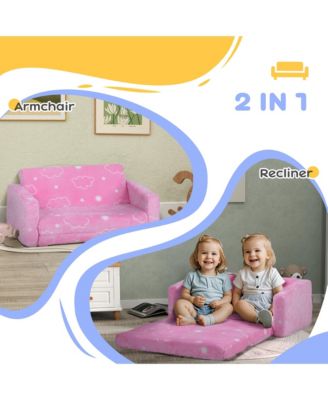 2 in 1 Kids Play Couch with Glow in the Dark Cloud Pattern,