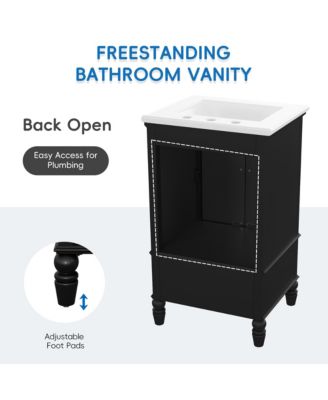 20 in. Bathroom Vanity Bathroom Cabinet with Sink, Two Doors, Magnetic Door Stopper and Adjustable Foot Pads