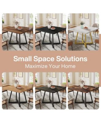 Square Dining Table for 4, 31.5" Industrial Dinner Table with Metal Base, Wood Kitchen Table for Dining Room, Small Space, Apartment