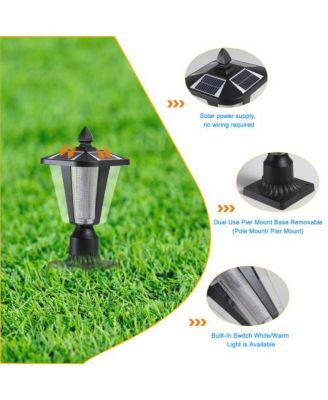 15 Inch Solar Powered Outdoor Lantern with Adjustable Brightness for Garden and Pathway 2-Pack